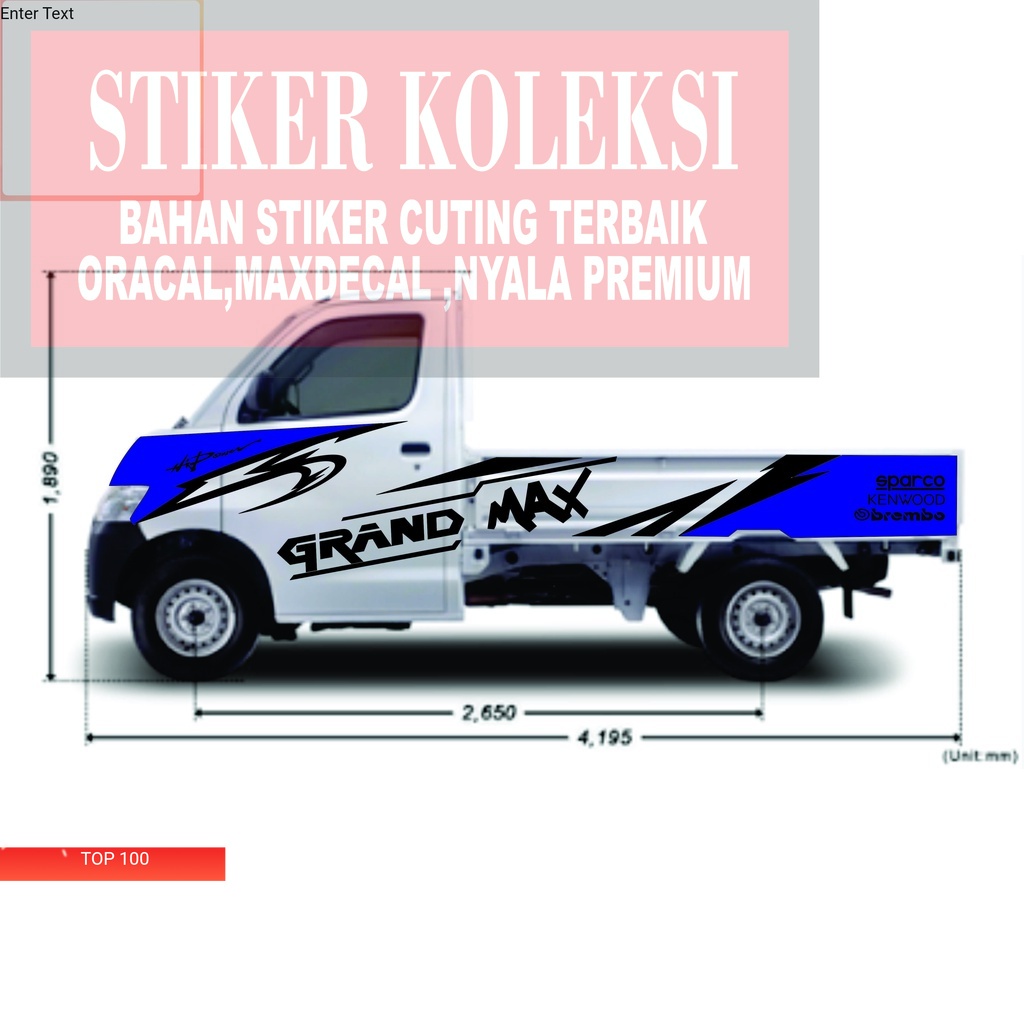 stiker cuting 0135 sticker cutting mobil Daihatsu pickup GRAND MAX motor terbaru