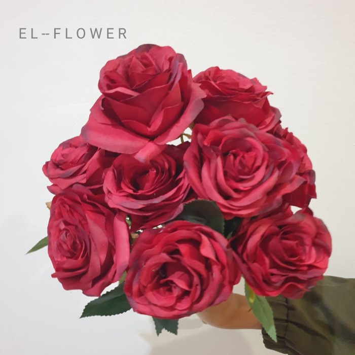 Mawar Holland K9 bunga artificial dekorasi - coklat ungu