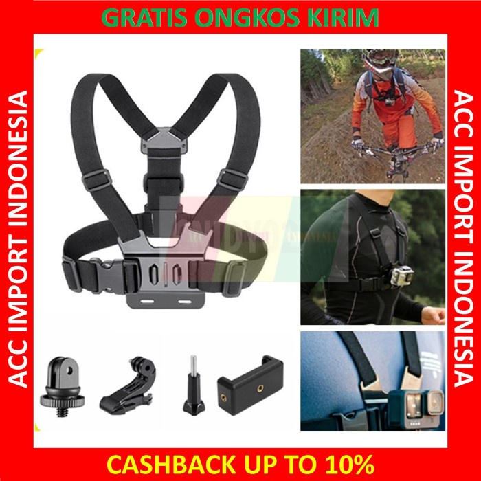 Set Lengkap Strap Dada Chest Tali Vlogger Hp Smartphone Kamera Mount