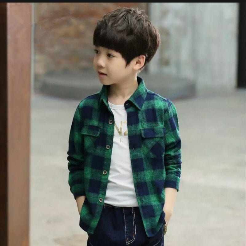 Kemeja anak laki-laki KOTAK FLANEL PREMIUM lengan panjang/Baju Atasan Anak laki-laki(3thn-14thn)baha