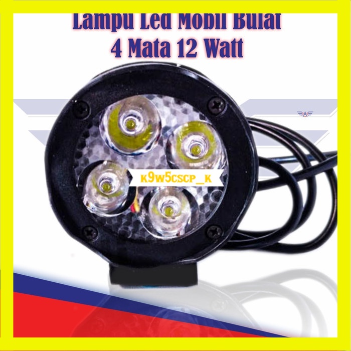 Lampu Led Mobil Bulat 4 Mata 12 Watt