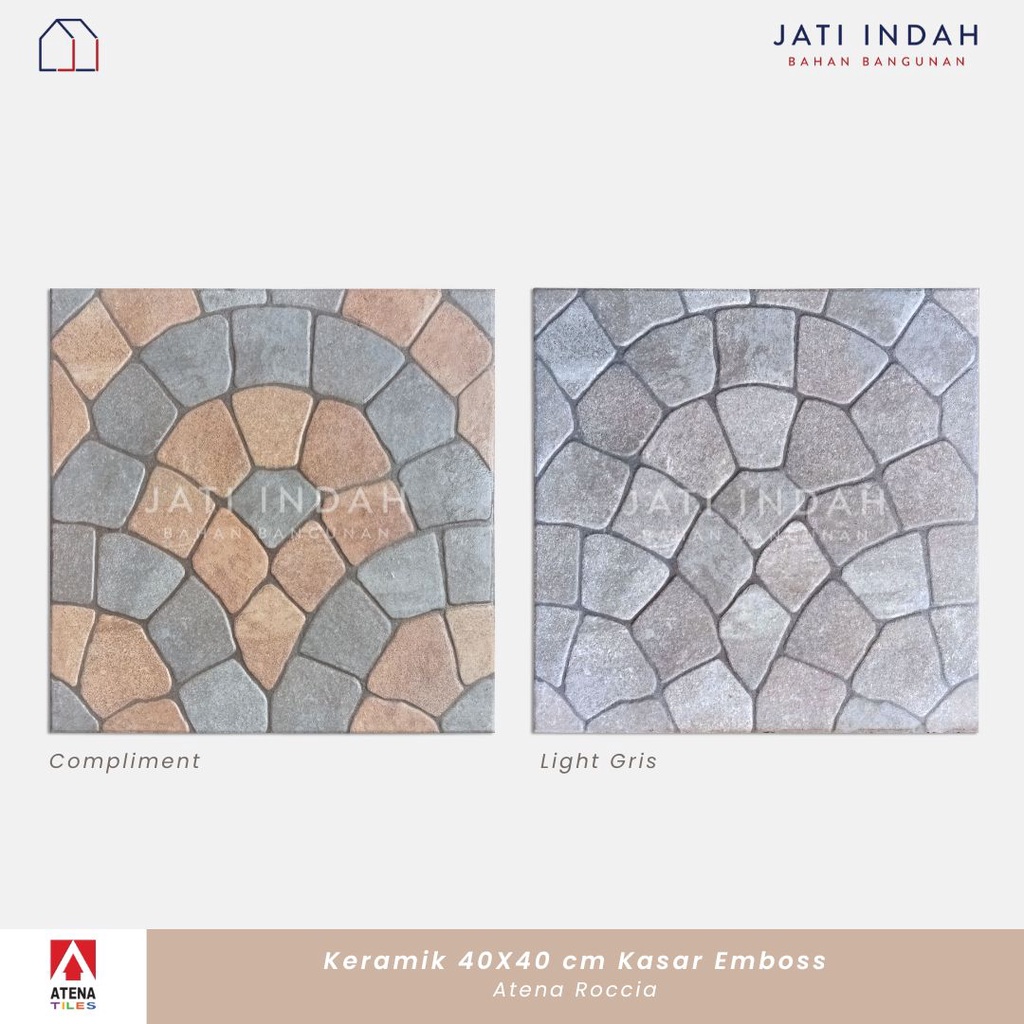 Keramik Kasar 40x40 cm Atena Roccia | Motif Batu Alam Conblock Utk Teras Kamar Mandi Halaman dll