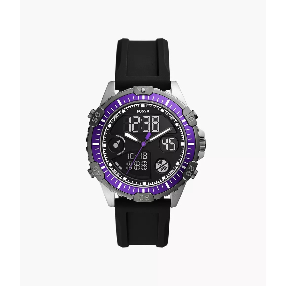 Fossil Garret Digital Black Silicone Jam Pria 44MM FS5882