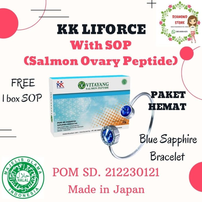 [ Deadora ] Gelang KK LIFORCE Blue Sapphire + FREE Vitayang SOP KK Indonesia