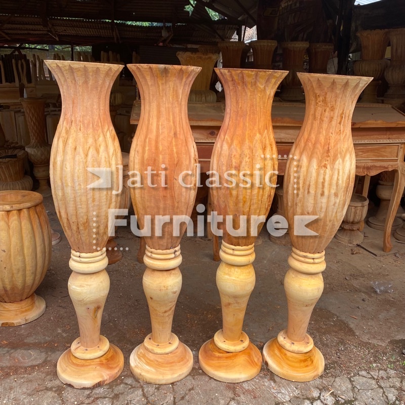 (POT BUNGA) vas bunga salur, tinggi 120cm, dekorasi pelaminan bahan kayu jati berkwalitas
