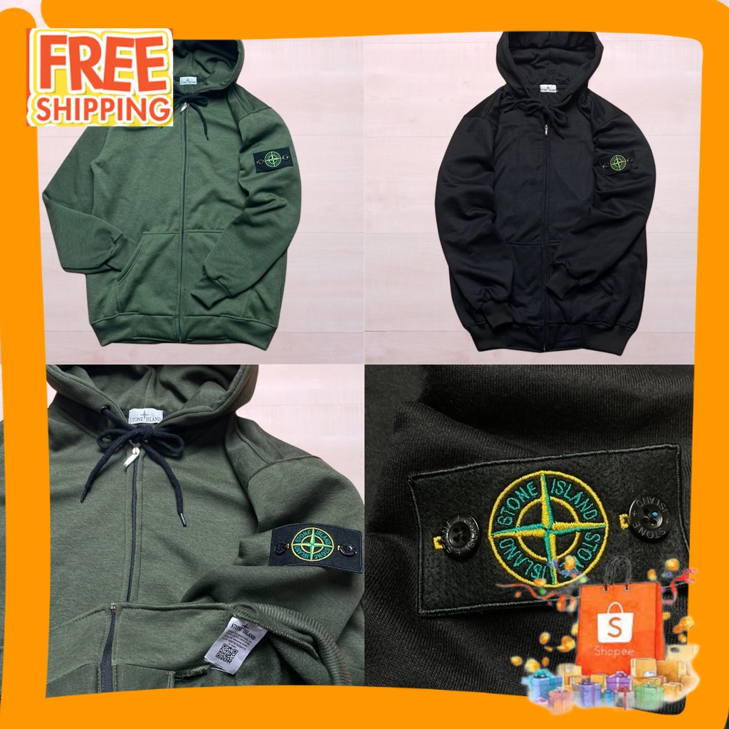 HOODIE PRIA POLOS MOTIF MURAH/ JAKET HOODIE ZIPPER STONE ISLAND PATCH LOGO PREMIUM