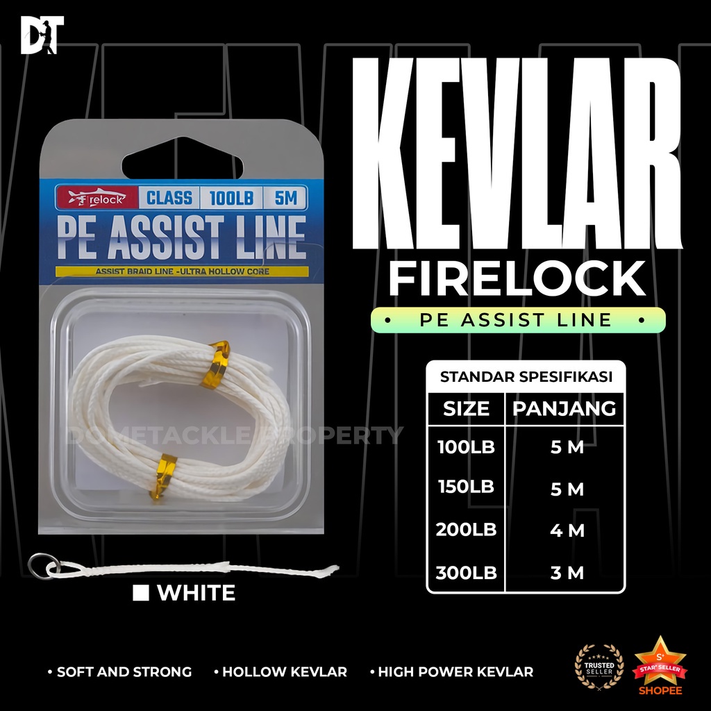 Kevlar Firelock / Firelock PE Assist Line ULTRA HOLLOW / Kevlar Kuat Murah