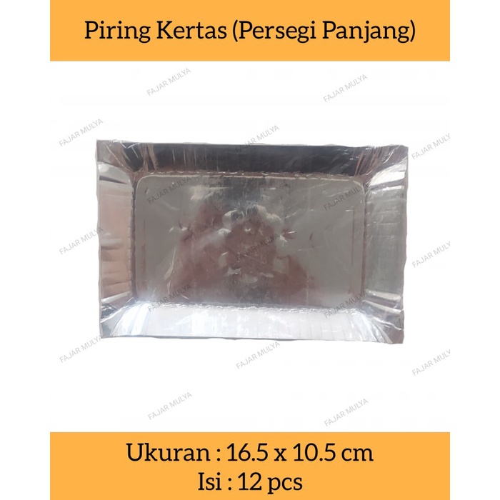 Fajar Mulya - Piring Kertas Kue / Piring Kertas Kecil Persegi Panjang / @12 pcs - 1 Pack