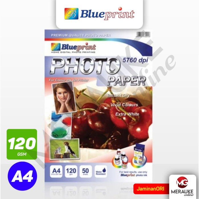 

Kertas Foto BLUEPRINT Glossy A4 120gsm 50s