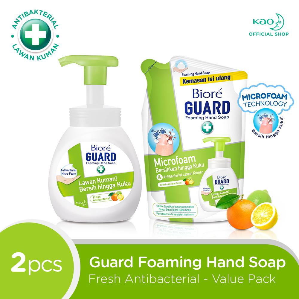 Biore Guard Foaming Hand Soap Fresh Botol 250 mL + Biore Guard Hand Soap Refill 250 mL
