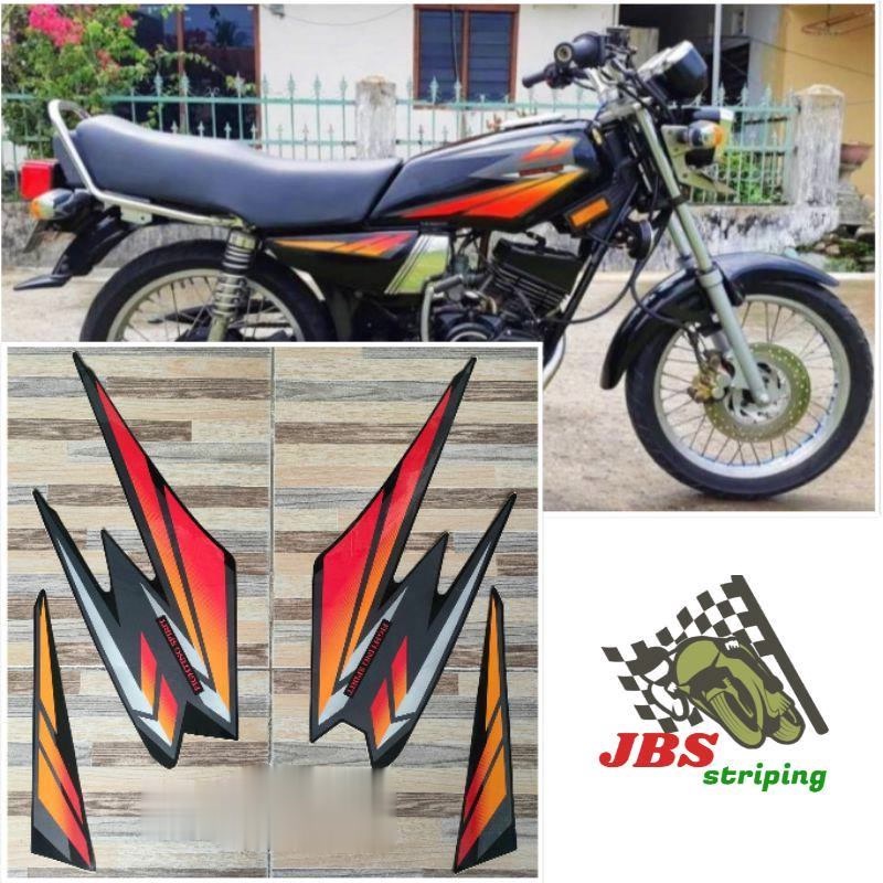 striping stiker  Yamaha rx king hitam Oren tahun 2002 lis striping rx king