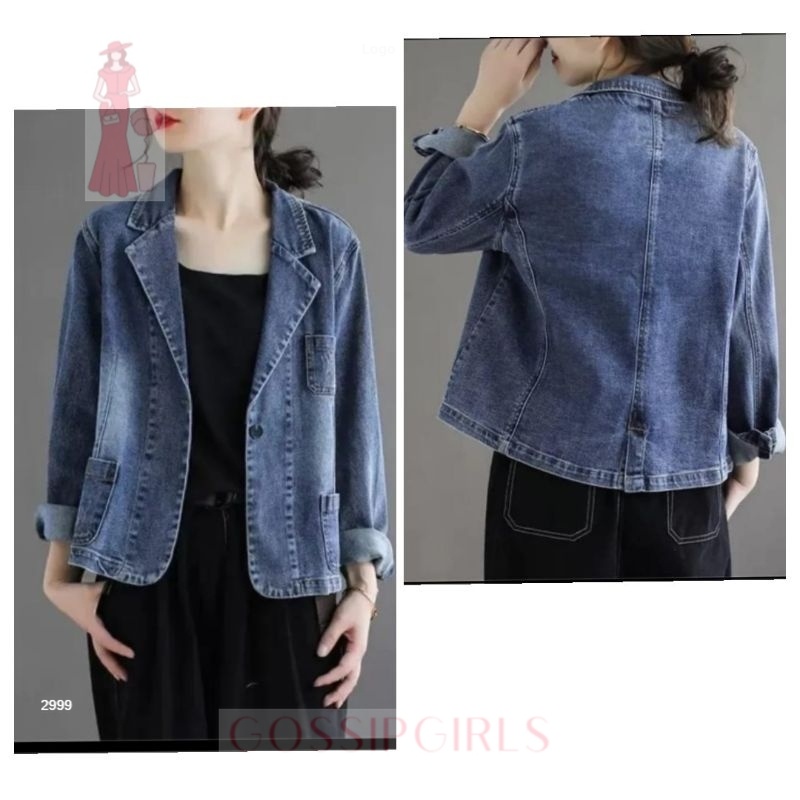 GossipGirls - JAKET JEANS WANITA/BLAZER JEANS WANITA LENGAN PANJANG