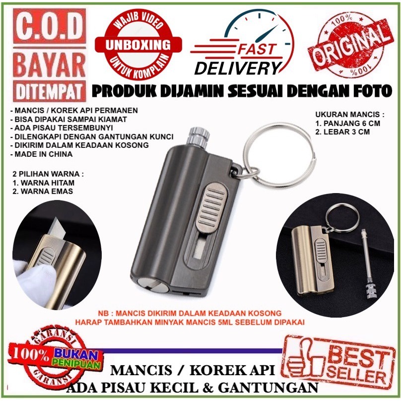 KOREK API GOSOK PERMANEN / MANCIS GANTUNGAN KUNCI DAN PISAU KECIL