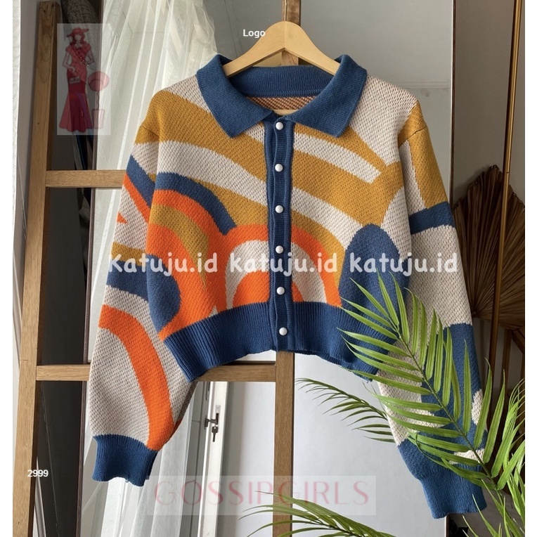 GossipGirls - CARDIGAN RAJUT CROP RAINBOW TOP PREMIUM QUALITY