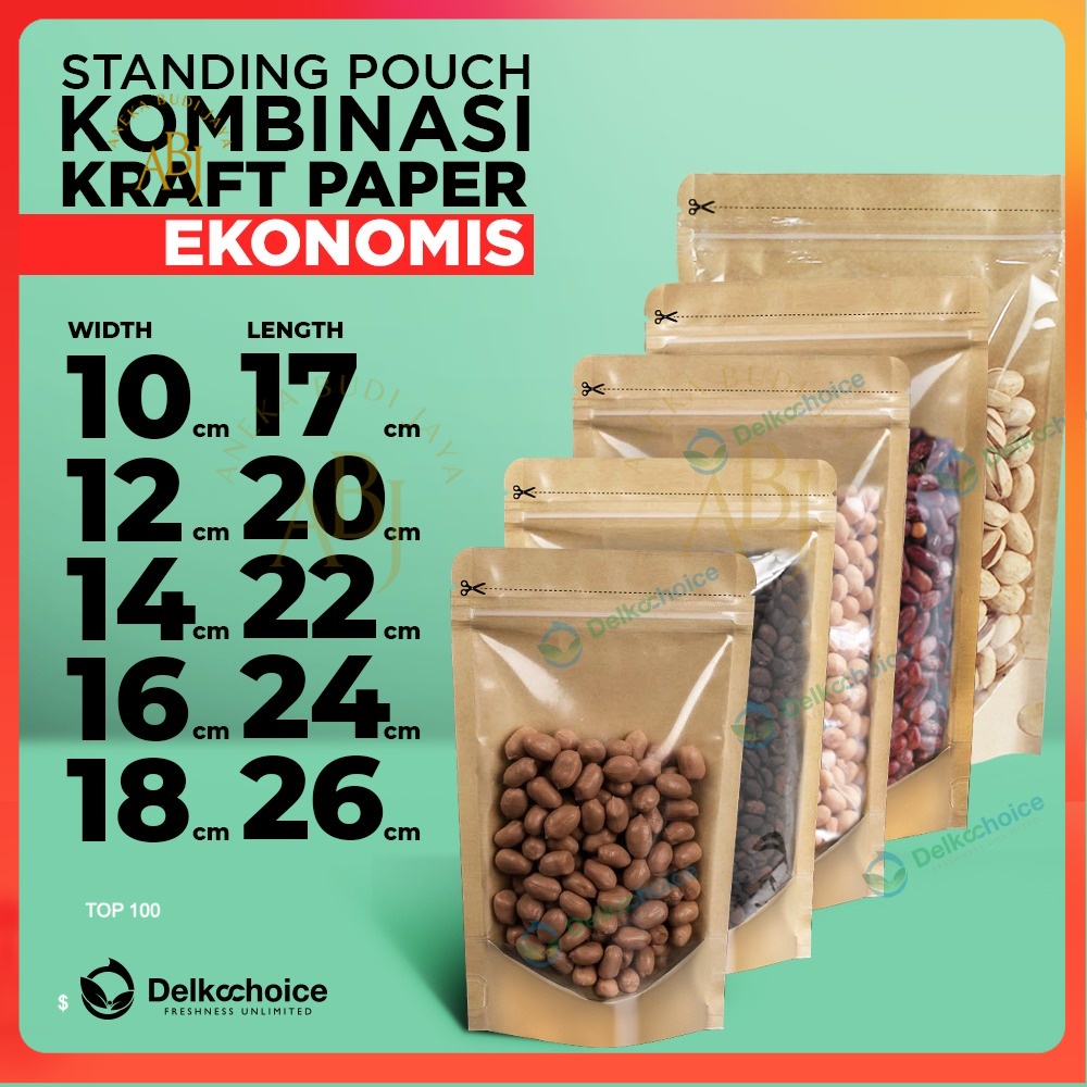 Standing Pouch Transparan Kraft Paper Ekonomis/Plastik Ziplock Satuan