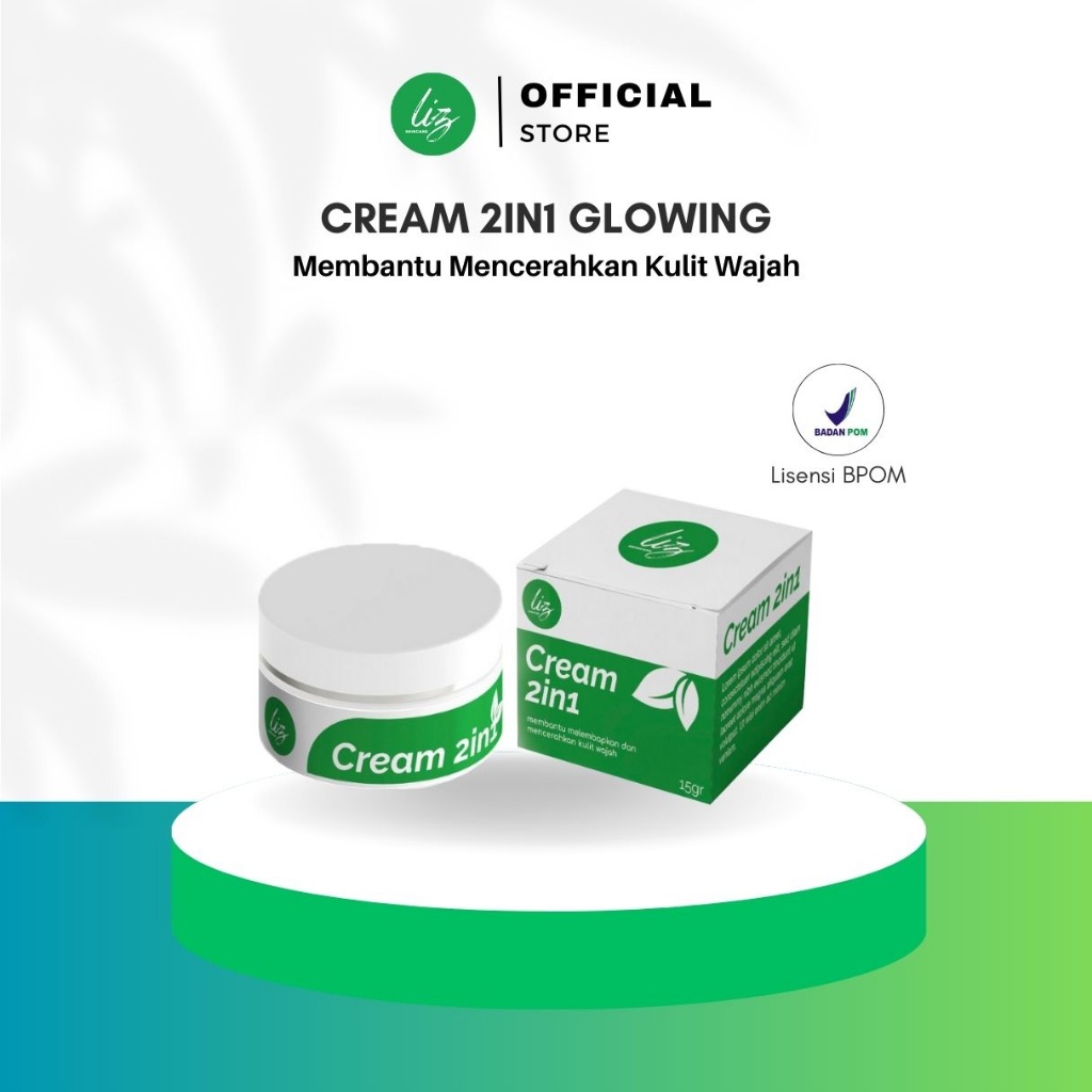 Lizskincare Cream 2in1 Glowing Krim Siang Malam Pemutih Kulit Wajah Kusam Beruntusan