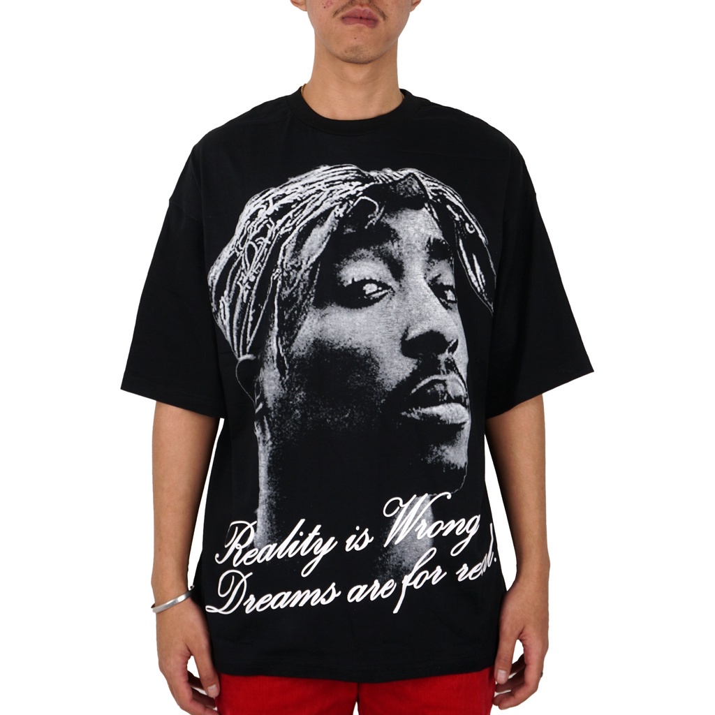 【COD】  Toxic1805 Vintage Tupac Shakur Black Oversize Tee T-Shirt Kaos / KAOS