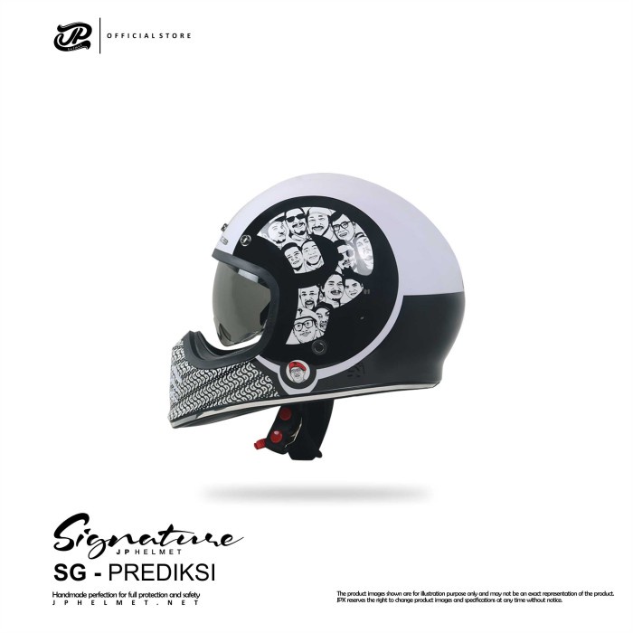 Helm JP Retro Signature Prediksi - PearlWhiteGloss, L