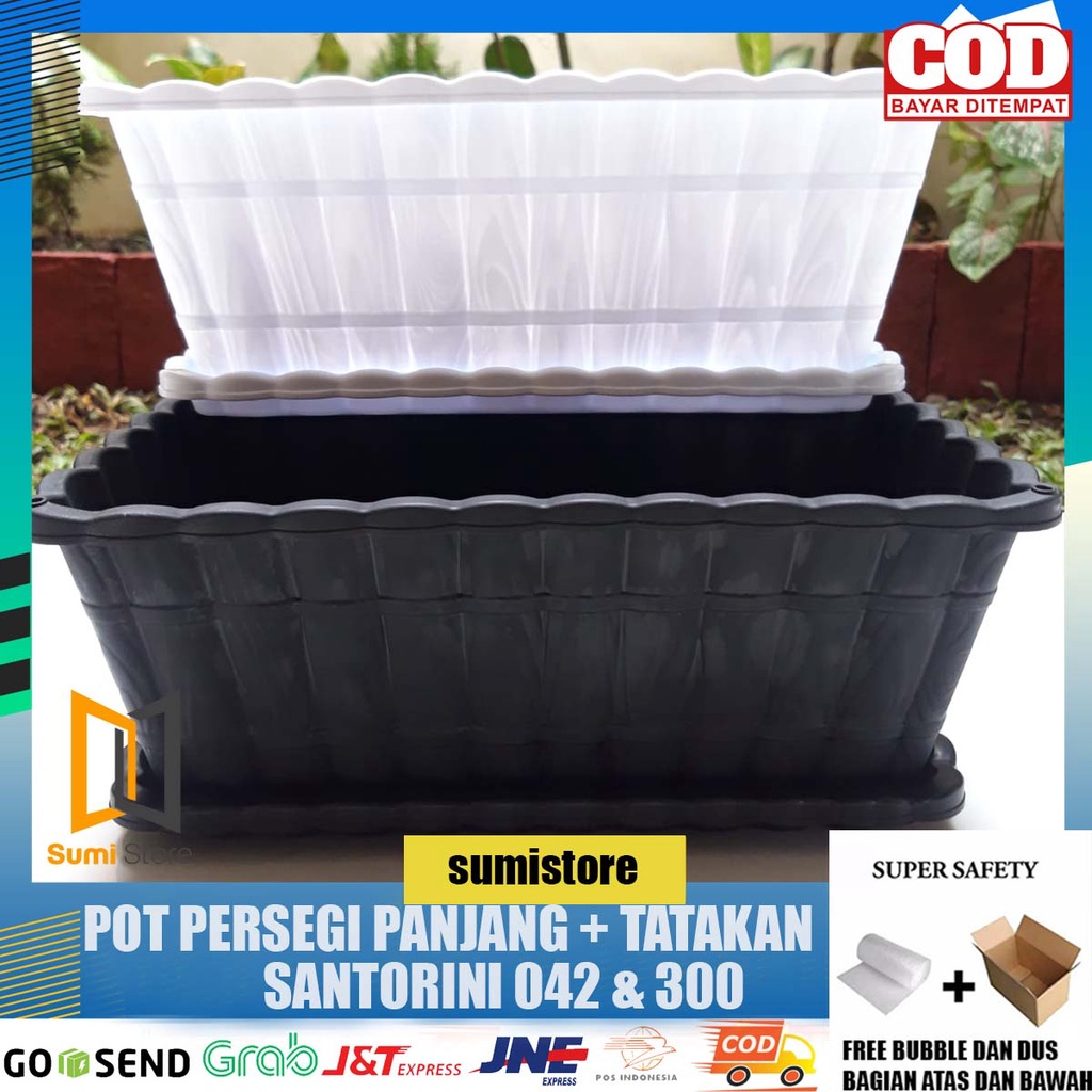 Pot persegi panjang warna/ POT SEGI PANJANG 42 cm & 29 Cm/ Pot Panjang + tatakan
