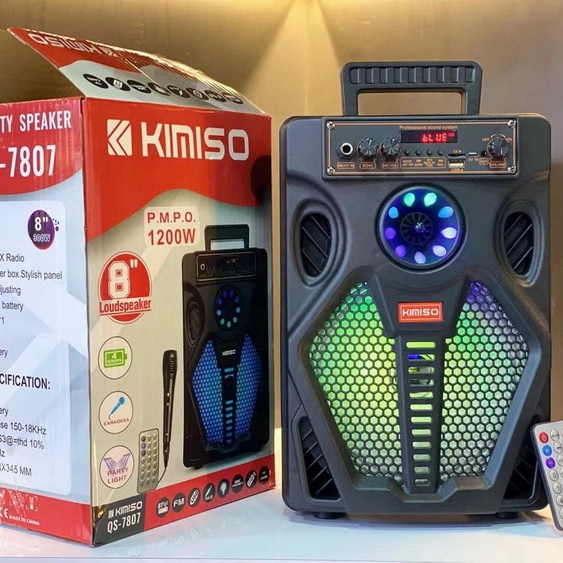 Speaker Bluetooth Portable 8inch Brain Power / Kimiso QS 7807 Speaker 8 inch Supar Bass Super Jernih *