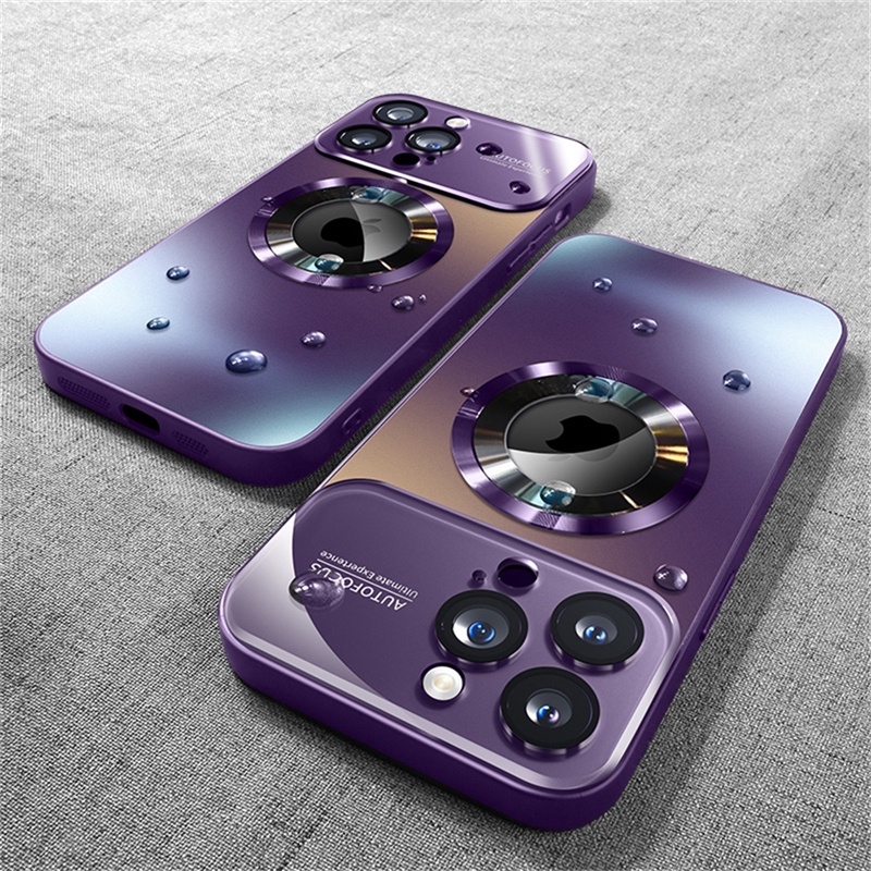 Case Ponsel Kaca Tempered Buram Matte AG Mewah dengan Pelindung Lensa Casing untuk iPhone 12 13 14 1
