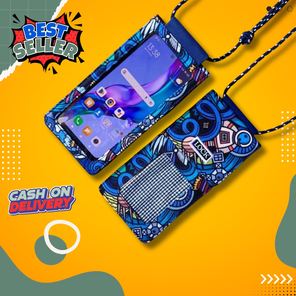 Aly Dompet HP Wanita ID Card Holder dan Uang Selempang Tas HP Wanita Touchscreen Tas Selempang