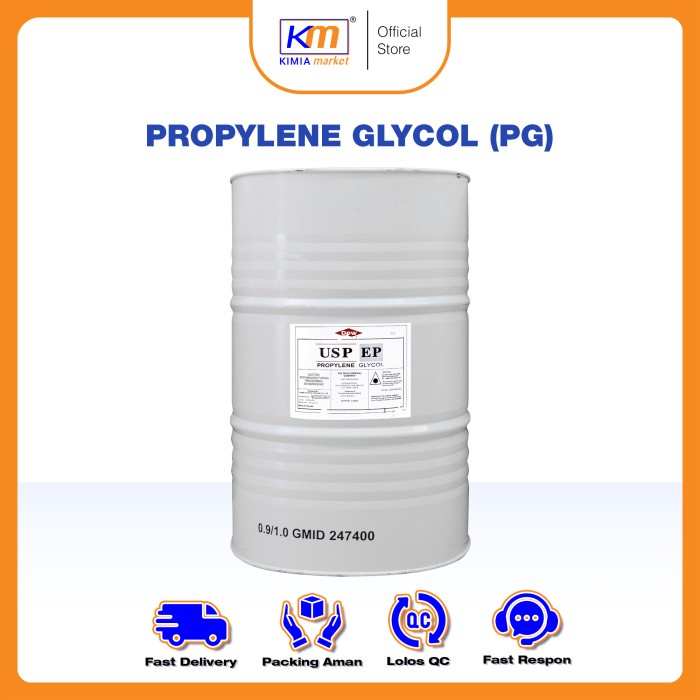 

Pure Propylene Glycol Glicol Murni / PG USP Food Grade - 1 DRUM