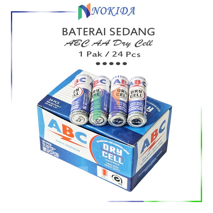 Nokida Baterai Sedang ABC (1 Box/24 Pcs) / Baterai ABC Biru Ukuran A2 / AA / Batere 1 Pak