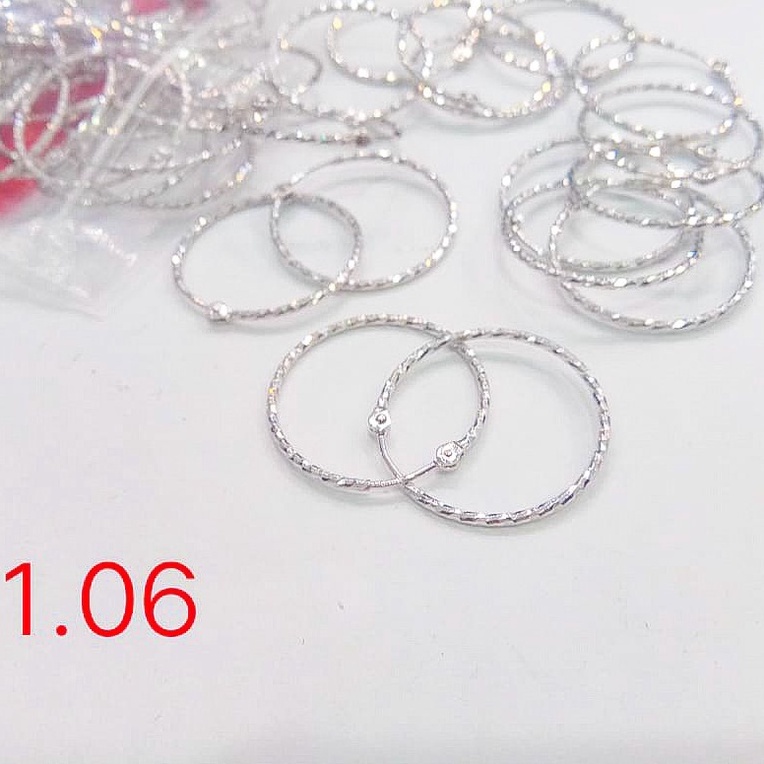 Anting bulat anak dan dewasa emas asli kadar 750 75% 17k giwang kerabu artis ukir 1 gram gr g putih 