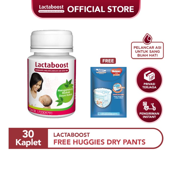 Lactaboost - 30 Kaplet (Free Huggies Dry Pants)
