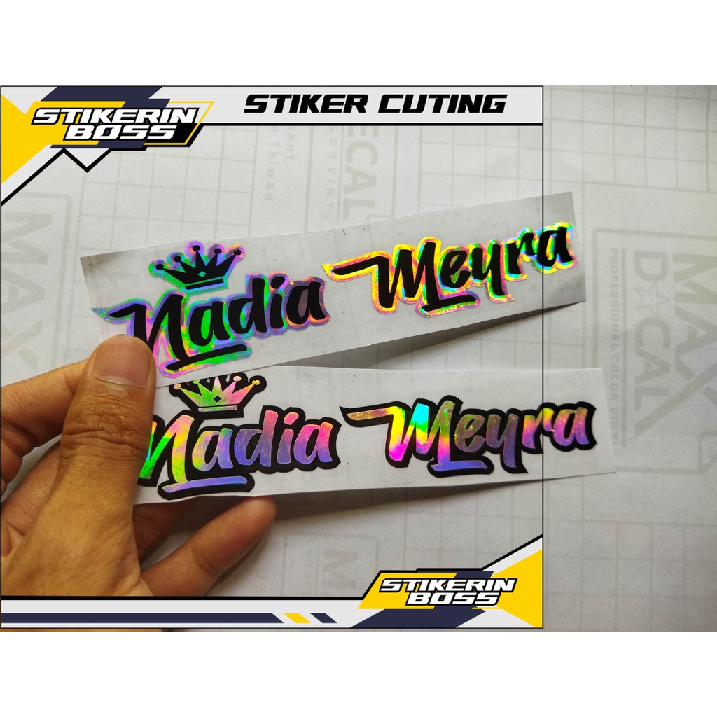 Stiker Nama Hologram Mahkota Untuk Helm Untuk Motor  Bisa Request Nama Sendiri