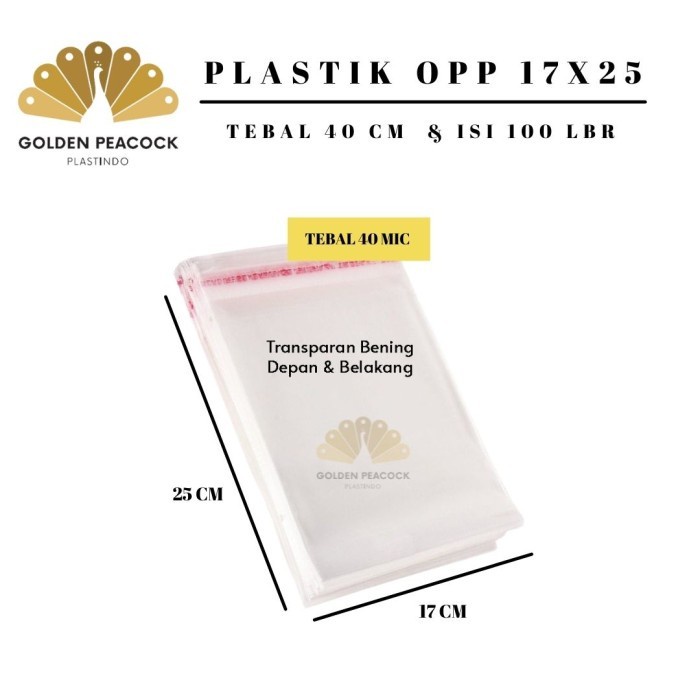 PLASTIK OPP DENGAN LEM - 17X25 - KEMASAN AKSESORIS / PLASTIK BAJU