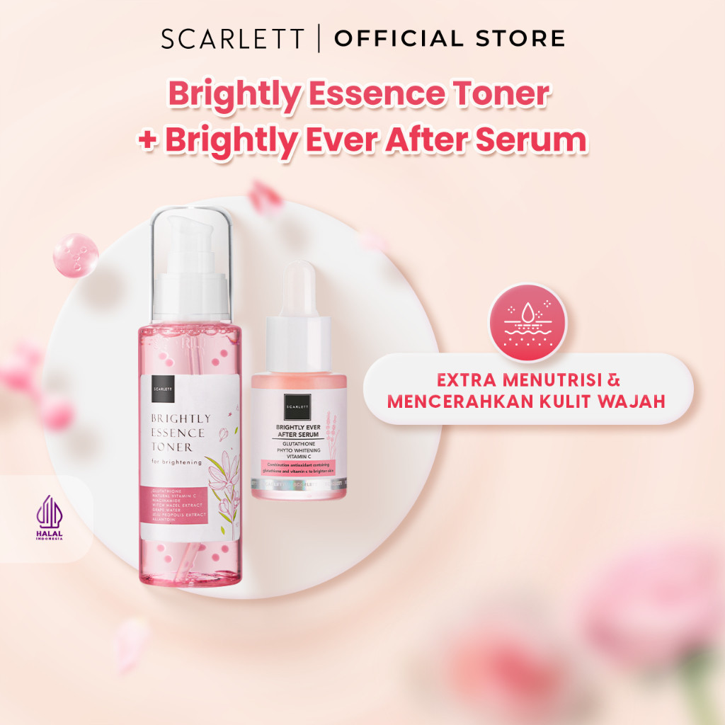 Scarlett Skincare Set Perawatan Wajah Whitening Brightly Essence Toner + Whiteningbrightly Ever Afte