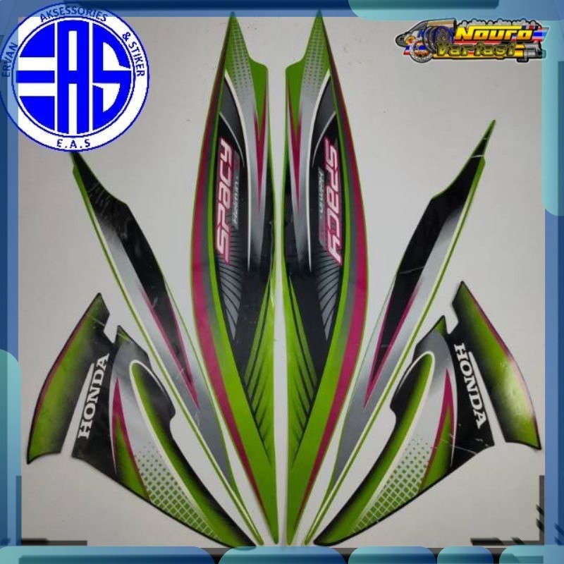 Stiker striping honda spacy karbu 2011 2012 hijau  standar  bagus