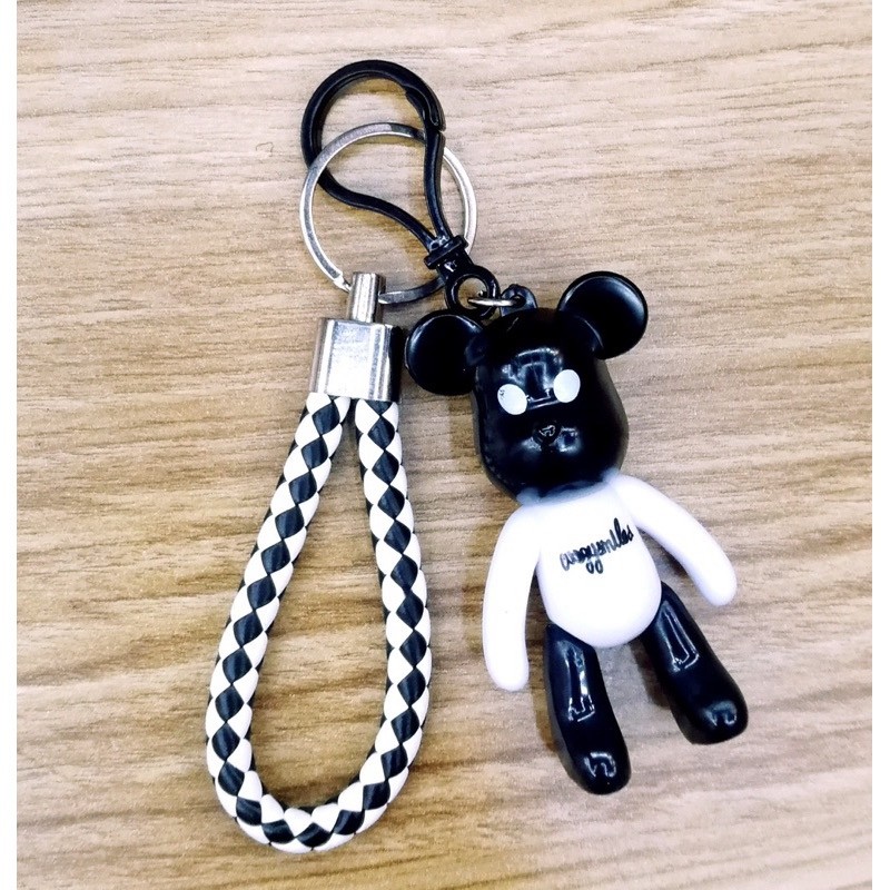 [SDW] pekanbaru/￼Gantungan Kunci Boneka Bear Beruang Hitam Putih Aksesoris Tas Keychain Cute 2IN1 Ca