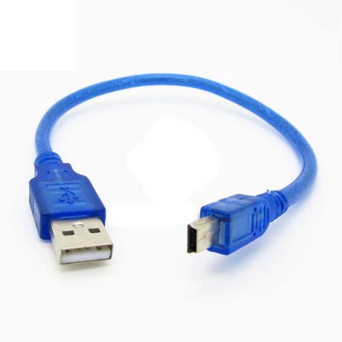 Kabel USB To Mini USB Short Cable Kabel Micro USB Data Charger Jadul Lawas Lama Pendek 30cm Biru