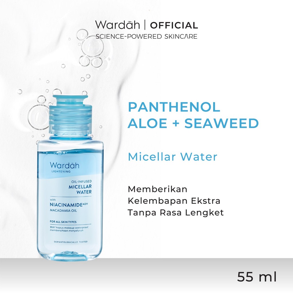[Gift Not For Sale] Wardah Lightening Oil-Infused Micellar Water 55 ml- Make Up Remover dengan Advan