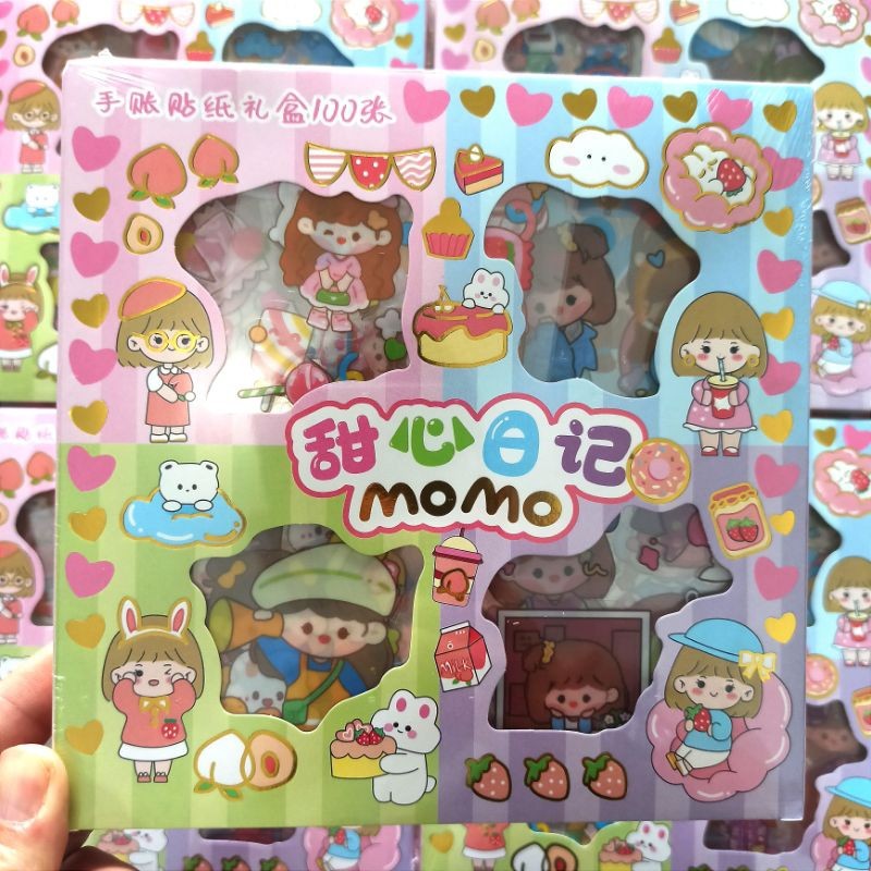 

COD / Instan PKU / RANDOM 4 WARNA STIKER MOMO KOTAK 100 Lembar MOMO RAINBOW