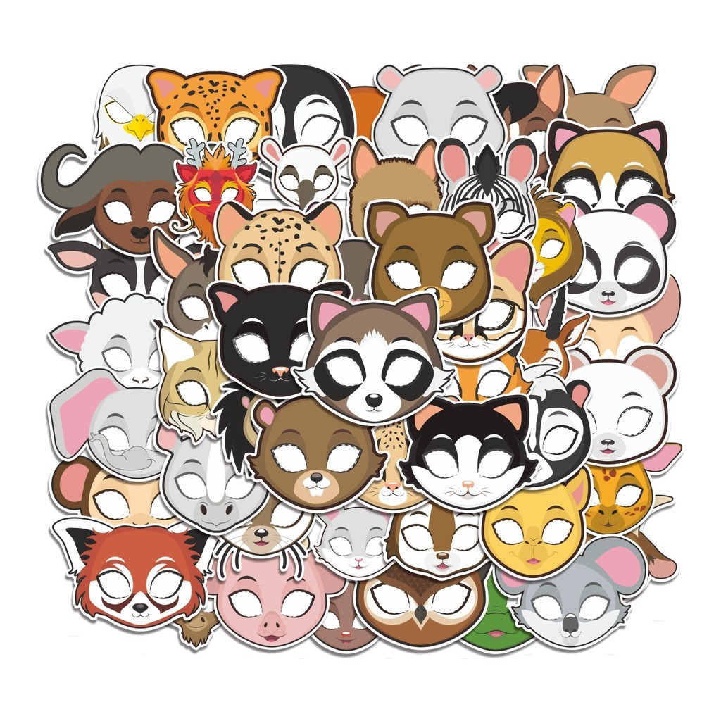 

COD 50 Pcs Stiker Animal Mask / Topeng Hewan Lucu Anti Air Untuk Dekorasi Notebook Sepeda Skateboard Handphone
