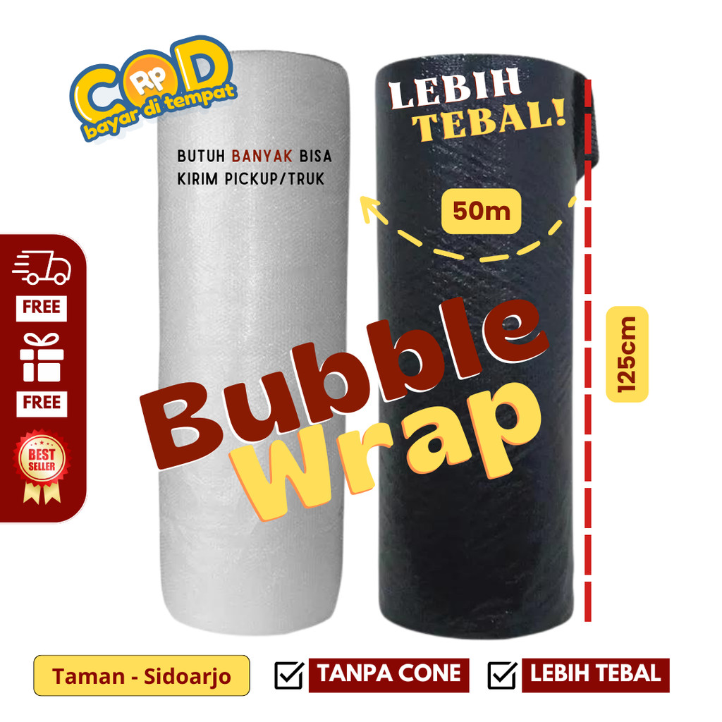 

Bubble Wrap Roll 125cm x 50M GRATIS ONGKIR Gojek Grab Max 1 Roll -Hitam/Putih