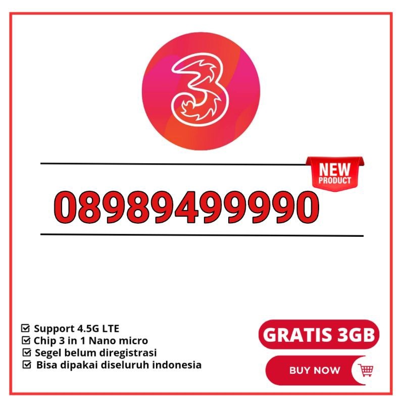 Perdana 3 cantik Nomor cantik tri 11 digit 99990