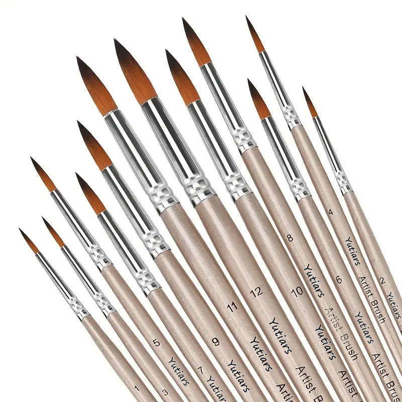 

12pcs Professional Paint Brushes Set Round Pointed Tip Nylon Hair Artist Acrylic Brush For Acrylic Watercolor Oil Painting Body