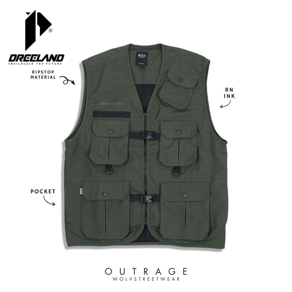 Dreeland Tactical Vest / Rompi Outrage Green Army