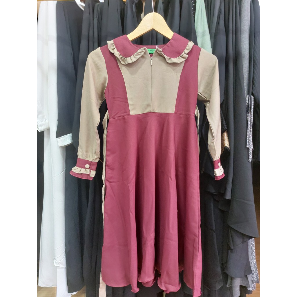 set gamis anak teratai mocca maroon griya adzkia