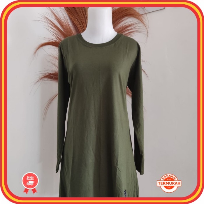 Tunik Cantik Baru Murah Wanita Baju Lebaran Kekinian /Kaos Polos Tunik Muslimah HIJAU LUMUT Cotton C