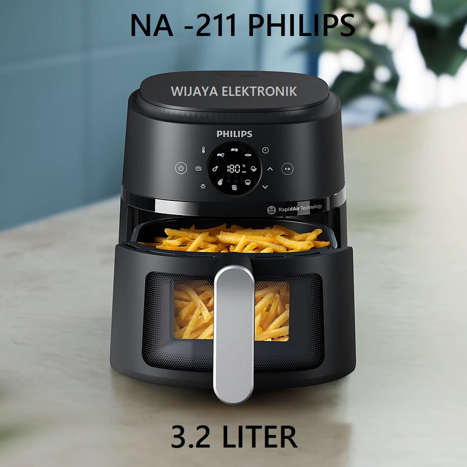 Philips Air Fryer NA211/00 3.2 Liter - Hot Air Fryer Hitam dan Perak