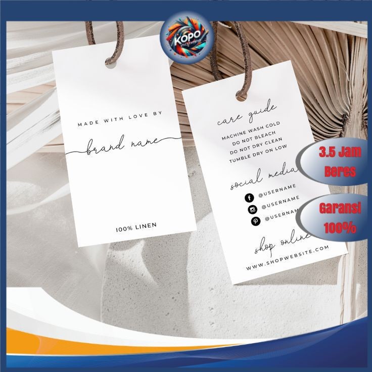 

KOPO 4 2-7 Hang Tag Custom Label Baju Hangtag Hijab Jilbab Pakaian Thrift Per A3 Free Desain