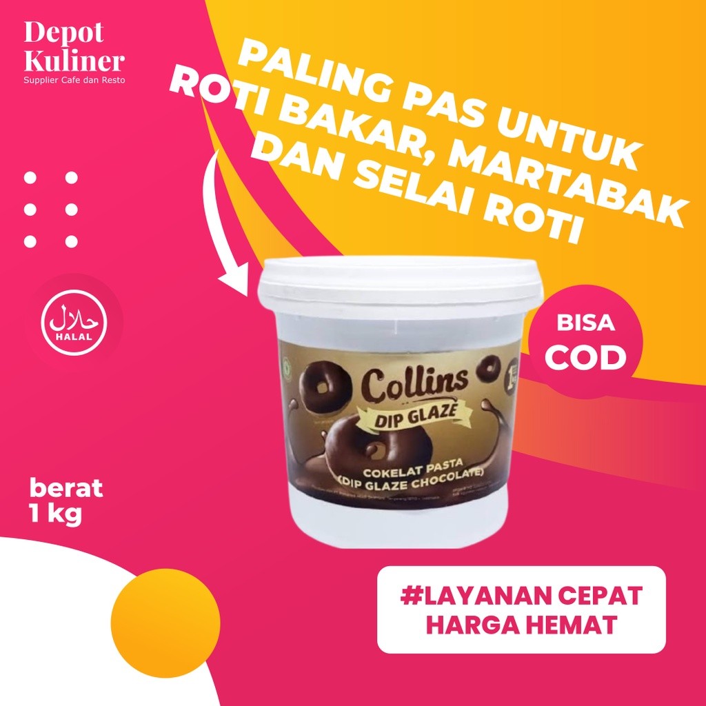 

Collins Dip Glaze Chocolate 1 KG - Collin Cokelat Pasta Coklat