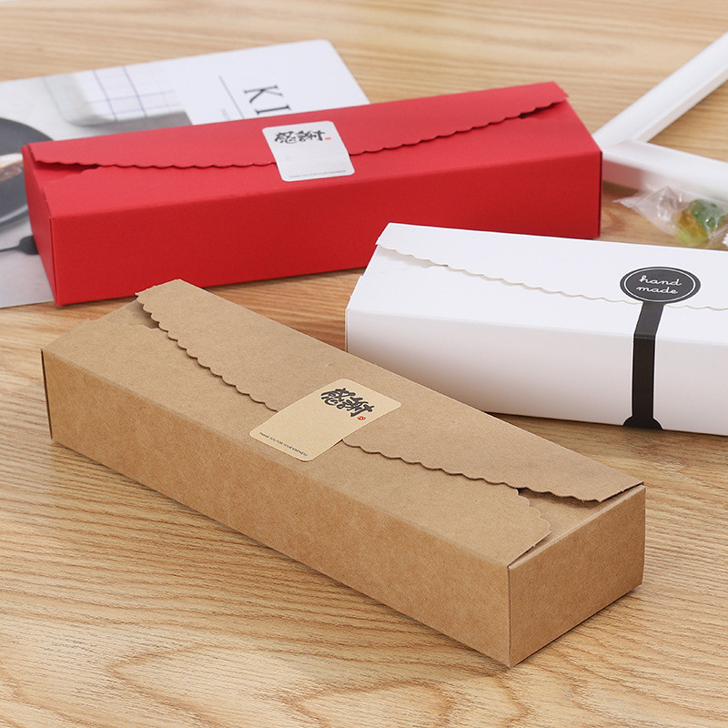 10pcs/lot Lace Paper Box Long Box Gift Packaging Boxes Kraft Paper Cases For Swiss Roll, Towel Roll,