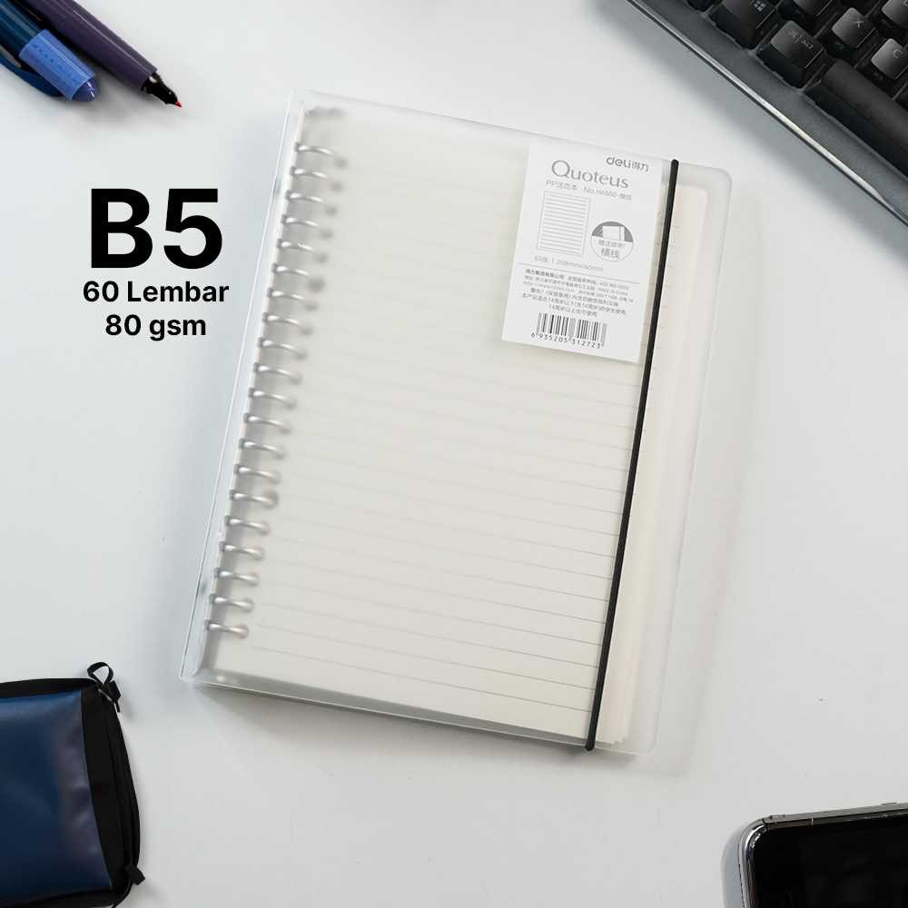 

GEMMYSTR9 Deli Buku Binder Catatan Notebook Loose Leaf Book 60 Sheets - HA560